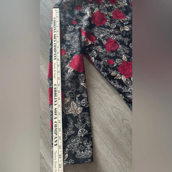 Briggs New York Black Floral Print Faux Suede Button Down Jacket Women’s Large - Picture 11 of 12